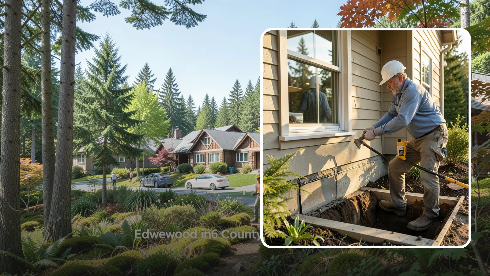 Window Well Installation in Edgewood, Pierce County, WA - Installing drained window wells that hold back soil and manage groundwater around below-grade windows.