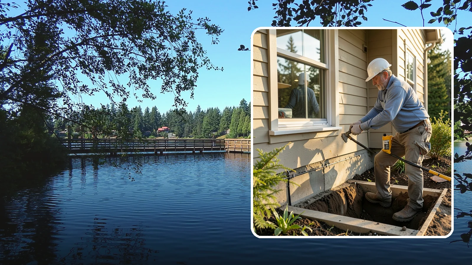 Window Well Installation in Federal Way, King County, WA - Installing drained window wells that hold back soil and manage groundwater around below-grade windows.