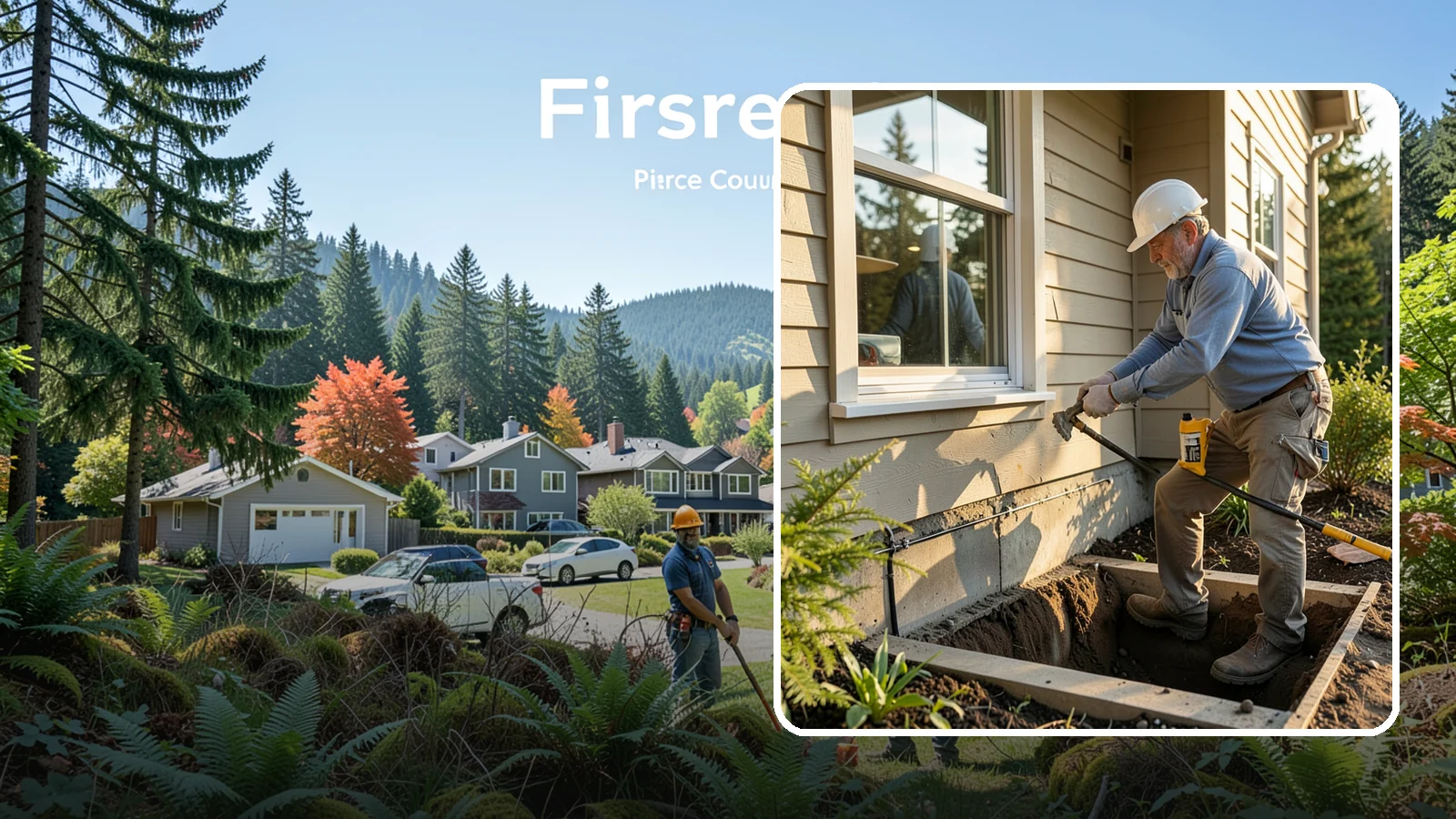 Window Well Installation in Fircrest, Pierce County, WA - Installing drained window wells that hold back soil and manage groundwater around below-grade windows.
