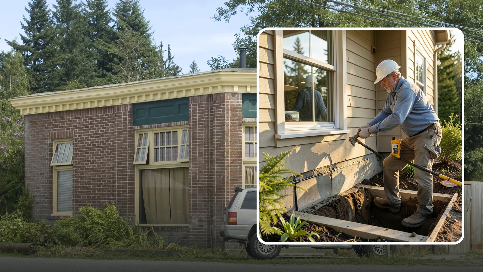 Window Well Installation in Hamilton, Skagit County, WA - Installing drained window wells that hold back soil and manage groundwater around below-grade windows.