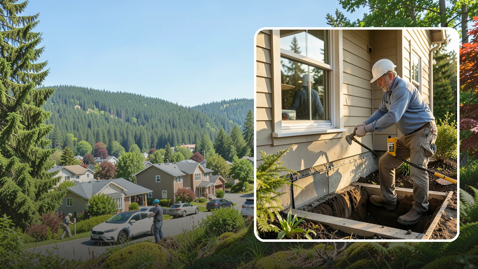 Window Well Installation in Index, Snohomish County, WA - Installing drained window wells that hold back soil and manage groundwater around below-grade windows.