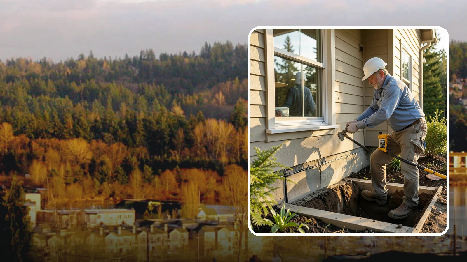 Window Well Installation in Kenmore, King County, WA - Installing drained window wells that hold back soil and manage groundwater around below-grade windows.