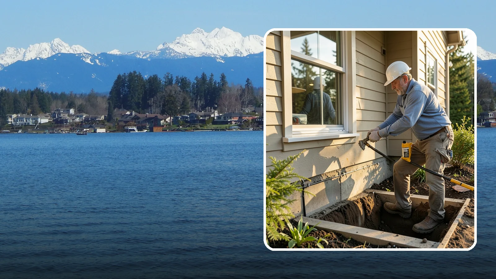 Window Well Installation in Lake Stevens, Snohomish County, WA - Installing drained window wells that hold back soil and manage groundwater around below-grade windows.