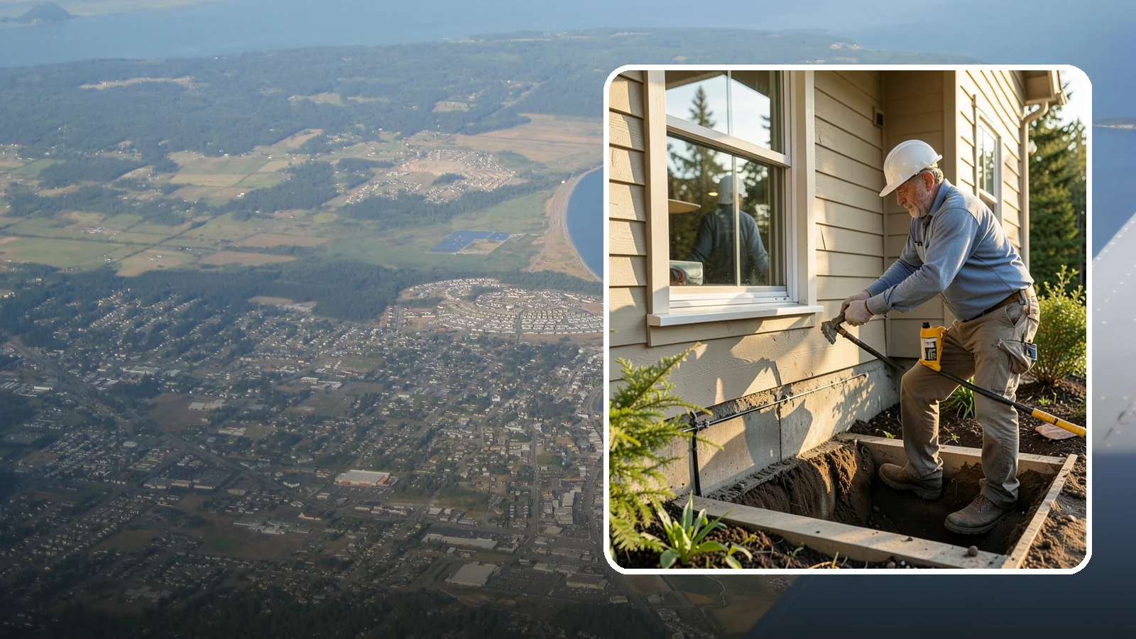 Window Well Installation in Oak Harbor, Island County, WA - Installing drained window wells that hold back soil and manage groundwater around below-grade windows.