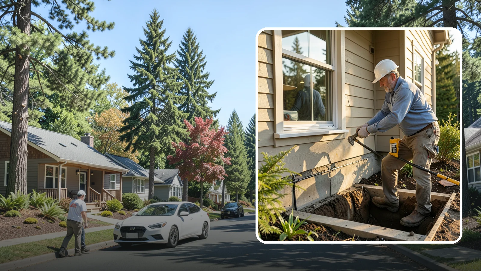 Window Well Installation in Orting, Pierce County, WA - Installing drained window wells that hold back soil and manage groundwater around below-grade windows.