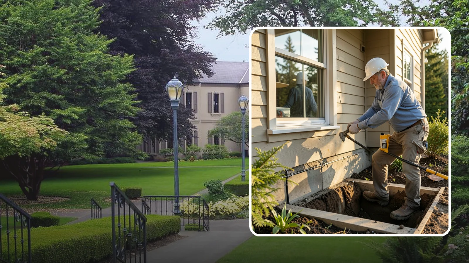 Window Well Installation in Woodinville, King County, WA - Installing drained window wells that hold back soil and manage groundwater around below-grade windows.