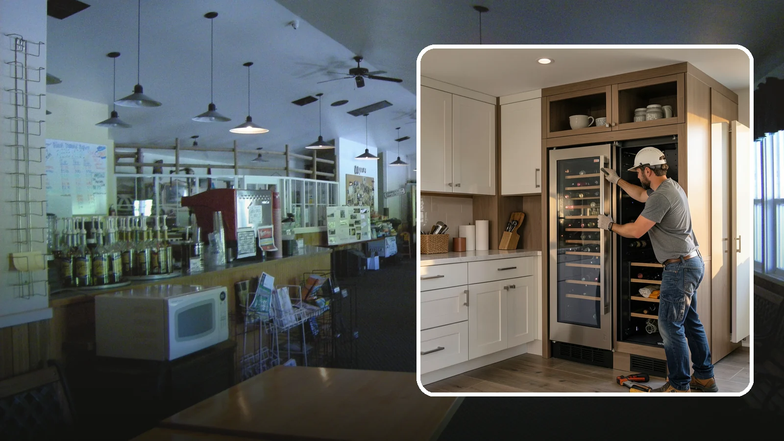 Wine Fridge Installation in Black Diamond, King County, WA - Installing a built-in or freestanding wine fridge with proper ventilation and a dedicated electrical connection.