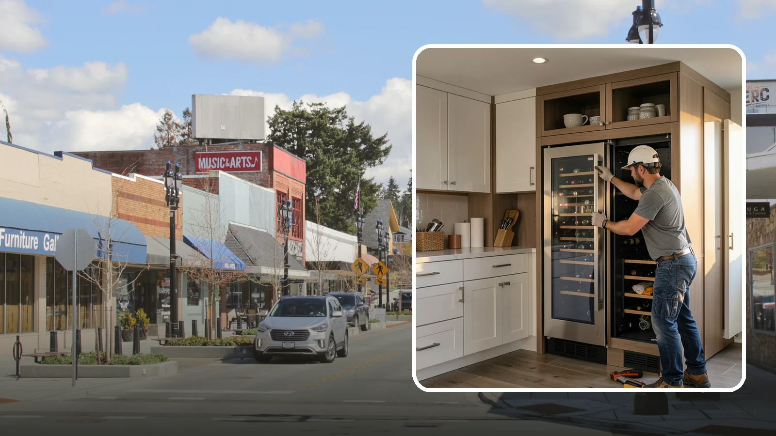 Wine Fridge Installation in Bothell, King County, WA - Installing a built-in or freestanding wine fridge with proper ventilation and a dedicated electrical connection.