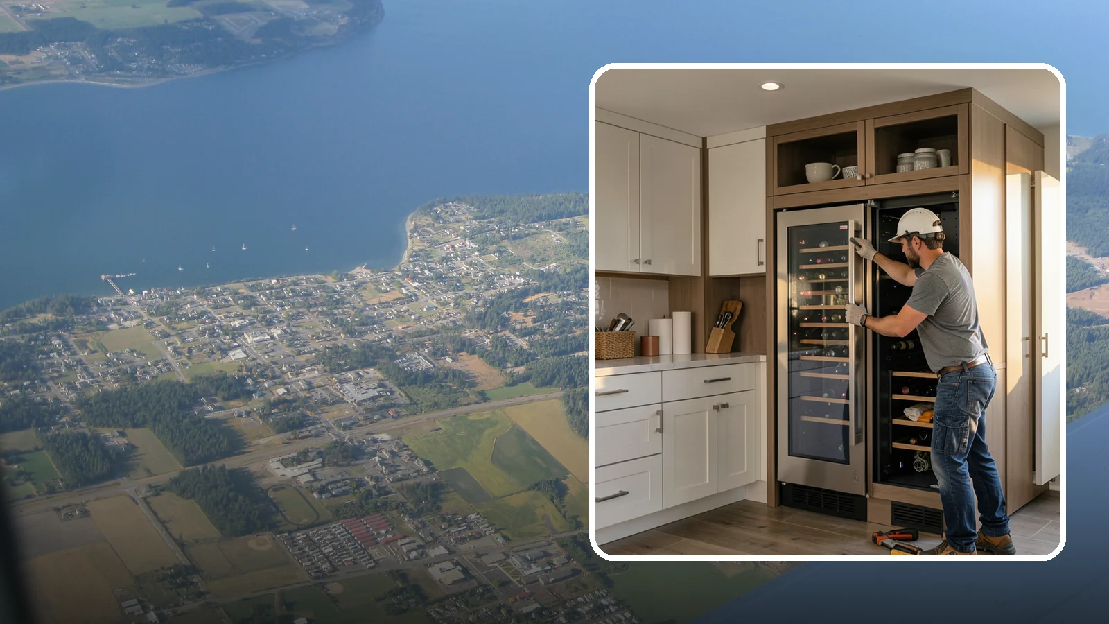 Wine Fridge Installation in Coupeville, Island County, WA - Installing a built-in or freestanding wine fridge with proper ventilation and a dedicated electrical connection.