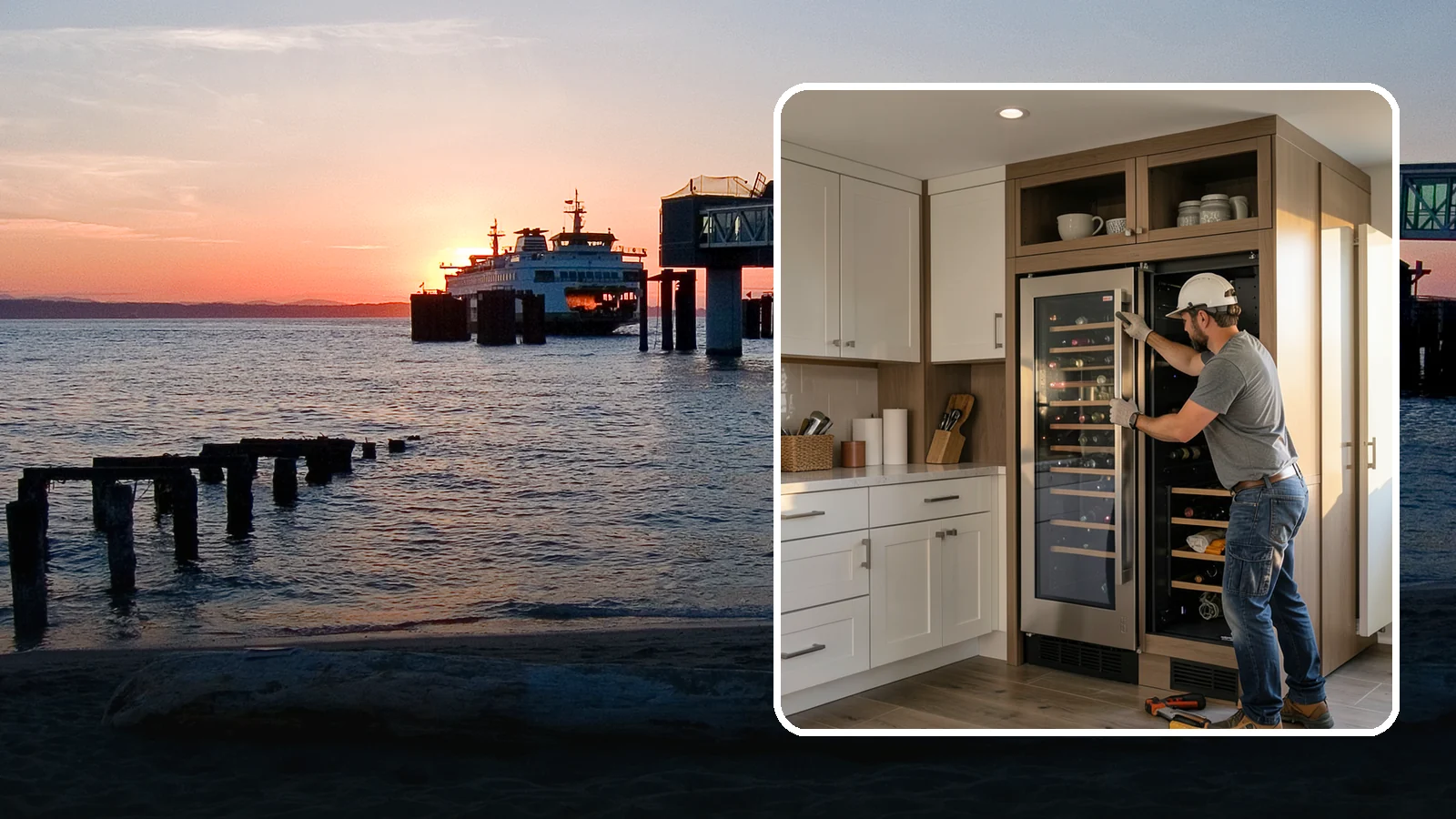Wine Fridge Installation in Edmonds, Snohomish County, WA - Installing a built-in or freestanding wine fridge with proper ventilation and a dedicated electrical connection.