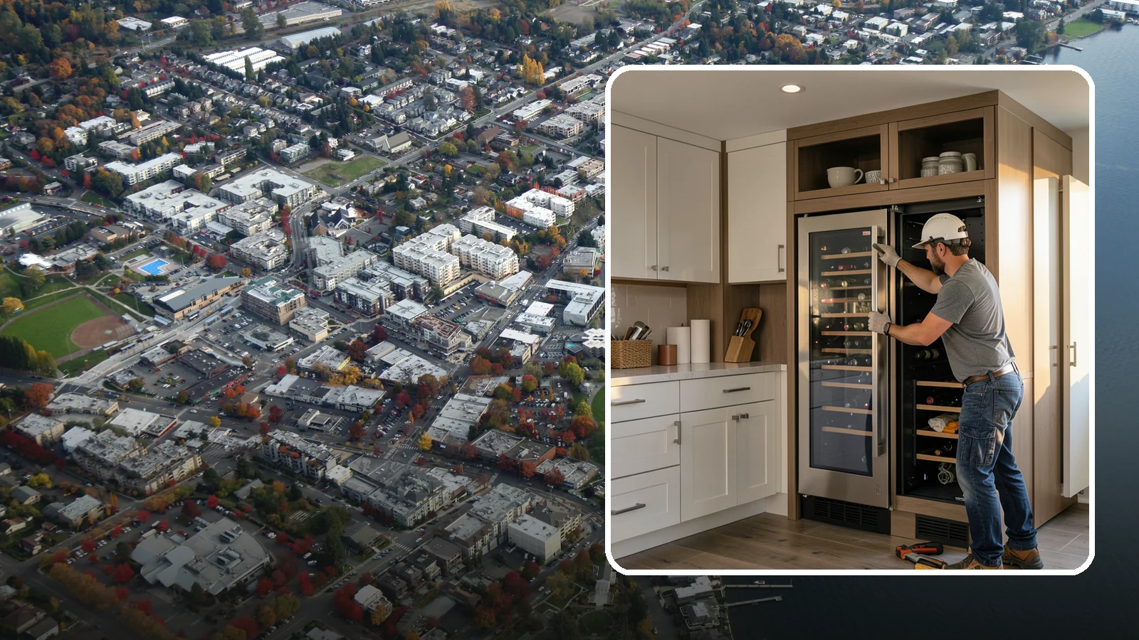 Wine Fridge Installation in Kirkland, King County, WA - Installing a built-in or freestanding wine fridge with proper ventilation and a dedicated electrical connection.