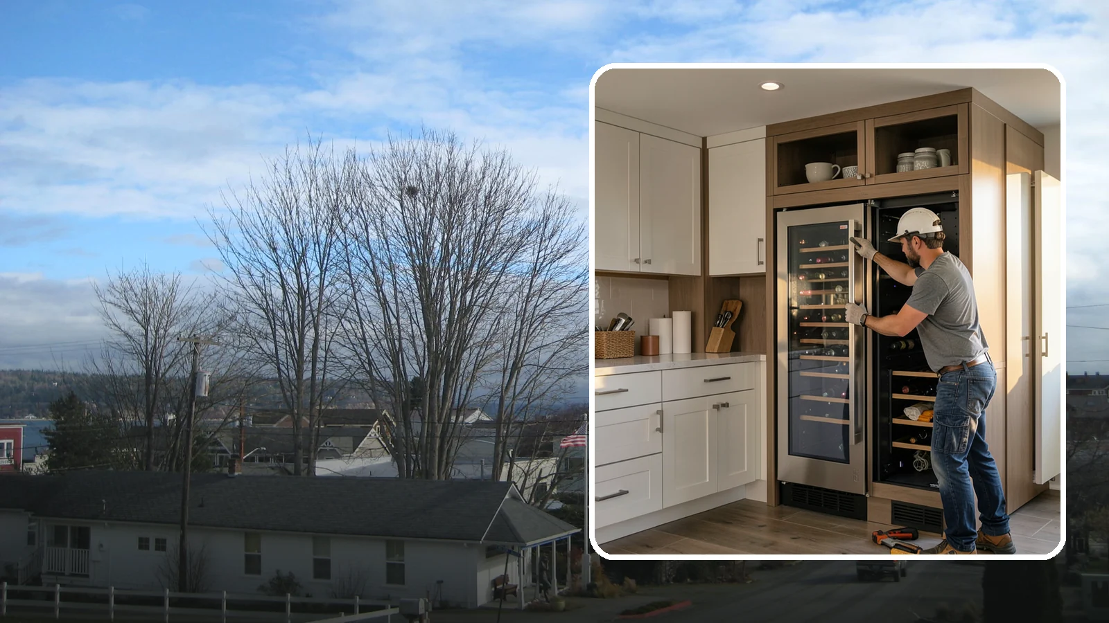 Wine Fridge Installation in Langley, Island County, WA - Installing a built-in or freestanding wine fridge with proper ventilation and a dedicated electrical connection.