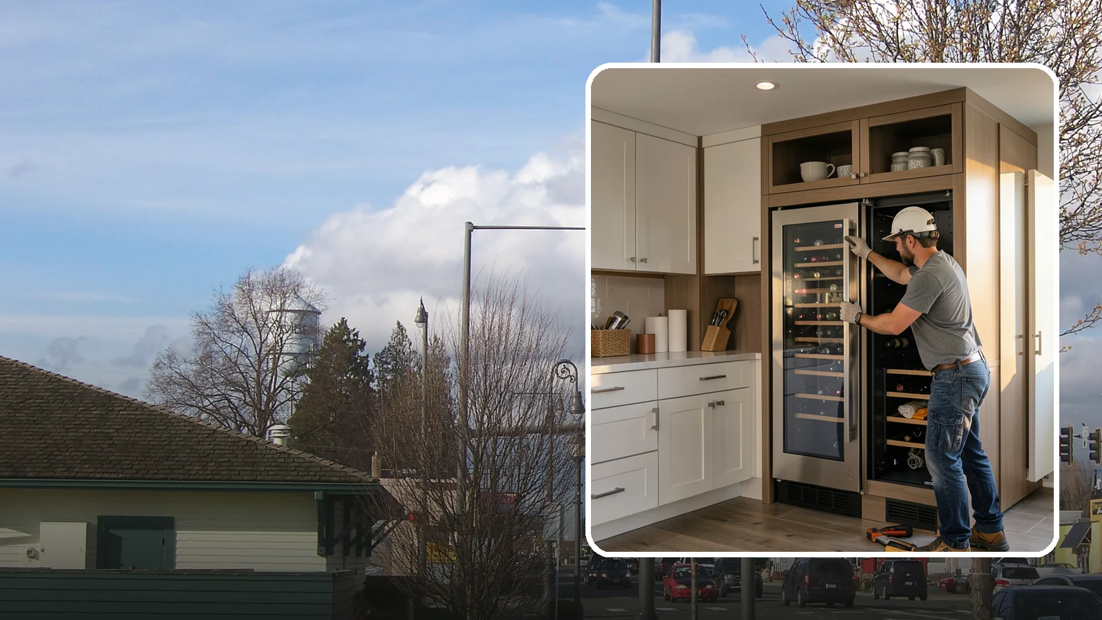 Wine Fridge Installation in Marysville, Snohomish County, WA - Installing a built-in or freestanding wine fridge with proper ventilation and a dedicated electrical connection.