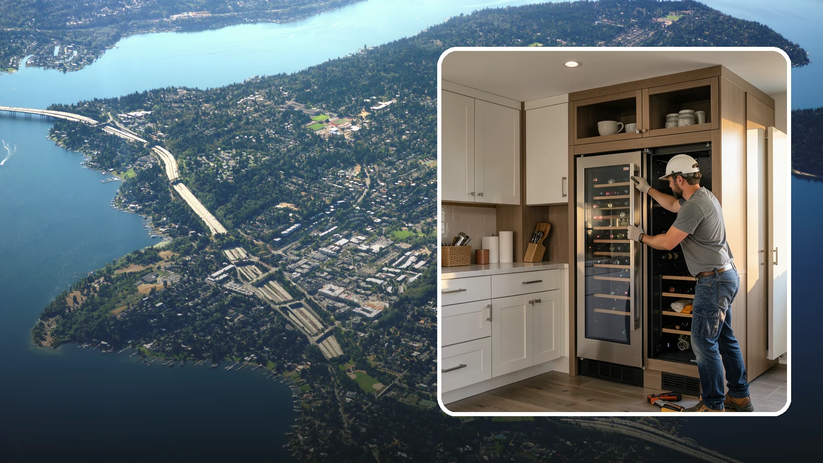 Wine Fridge Installation in Mercer Island, King County, WA - Installing a built-in or freestanding wine fridge with proper ventilation and a dedicated electrical connection.