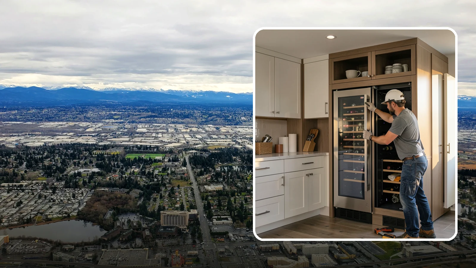 Wine Fridge Installation in SeaTac, King County, WA - Installing a built-in or freestanding wine fridge with proper ventilation and a dedicated electrical connection.