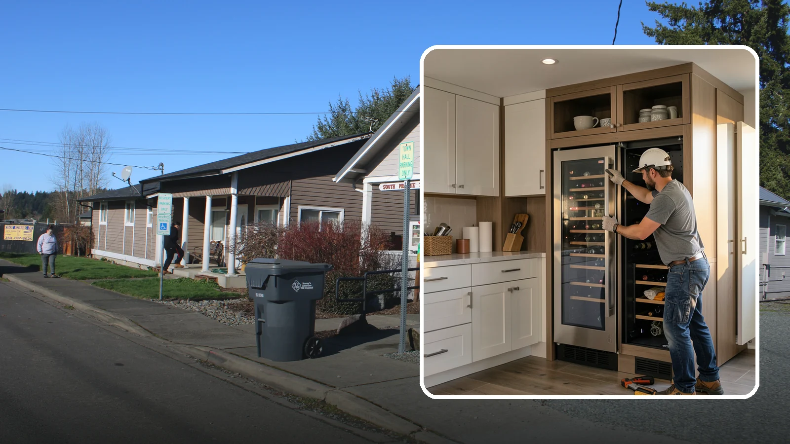 Wine Fridge Installation in South Prairie, Pierce County, WA - Installing a built-in or freestanding wine fridge with proper ventilation and a dedicated electrical connection.