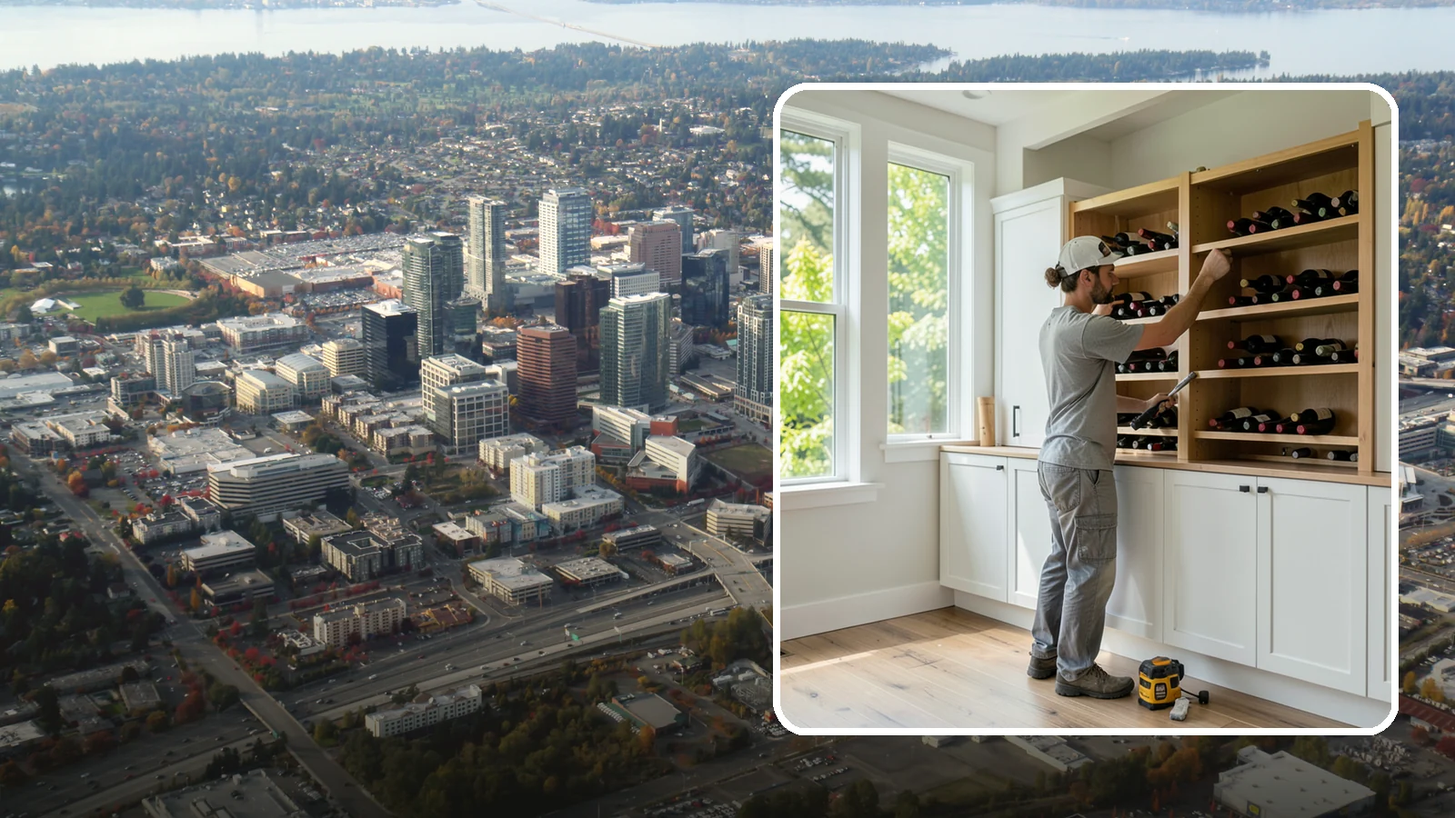 Wine Rack Construction in Bellevue, King County, WA - A custom wine rack or storage feature built to display and protect your collection in style.