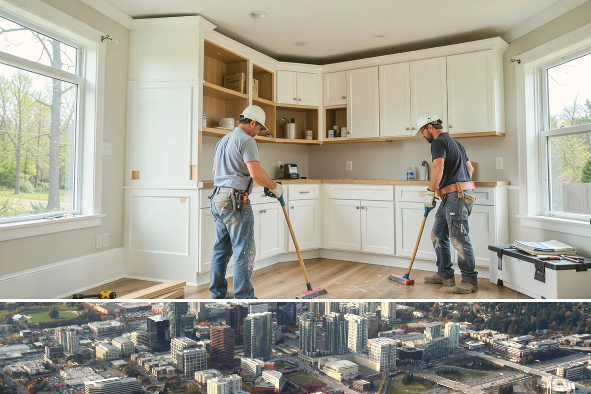Wood Finishing in Bellevue, King County, WA - Interior wood finishing works in every season and is a productive project during the wet Pacific Northwest winter.