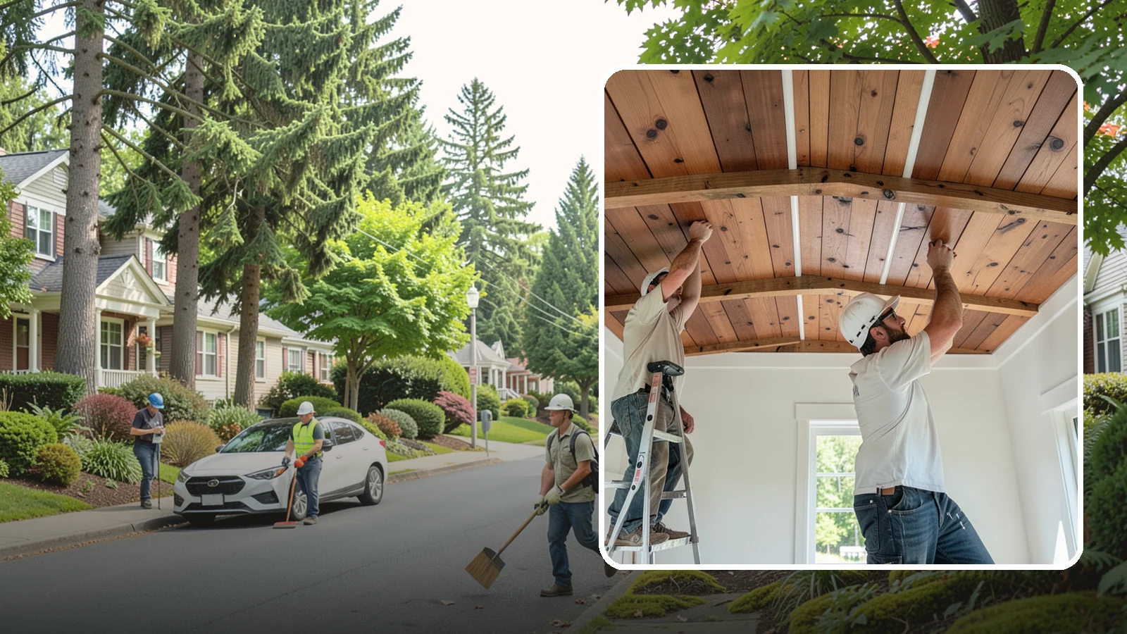Wood Plank Ceiling in Beaux Arts Village, King County, WA - Custom wood plank ceiling installation that adds rustic or refined character overhead with durable, real-wood boards.