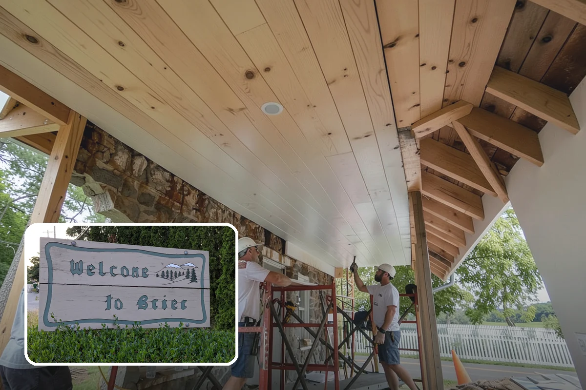 Wood Plank Ceiling in Brier, Snohomish County, WA - Natural texture and dimension overhead