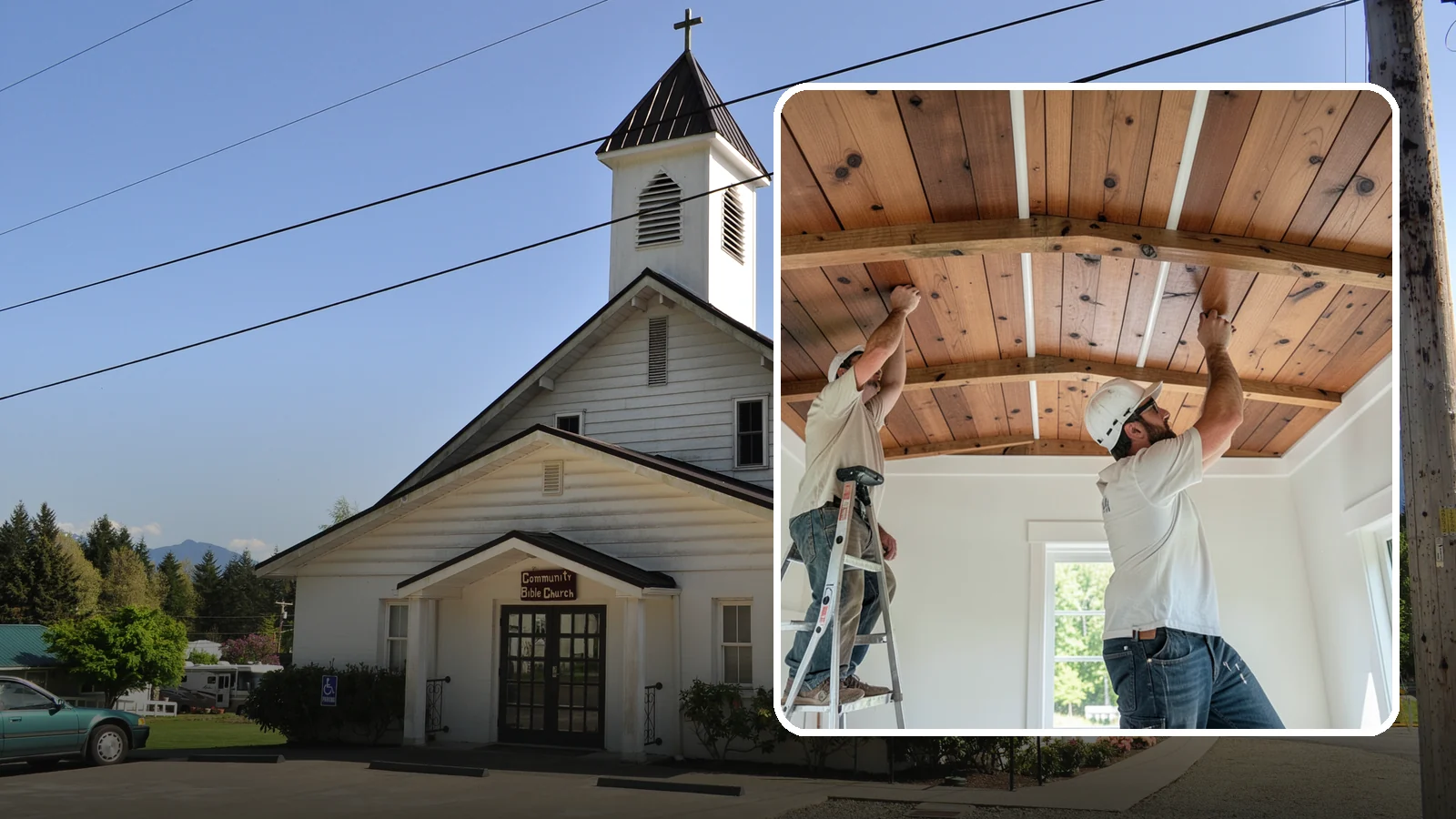 Wood Plank Ceiling in Concrete, Skagit County, WA - Custom wood plank ceiling installation that adds rustic or refined character overhead with durable, real-wood boards.