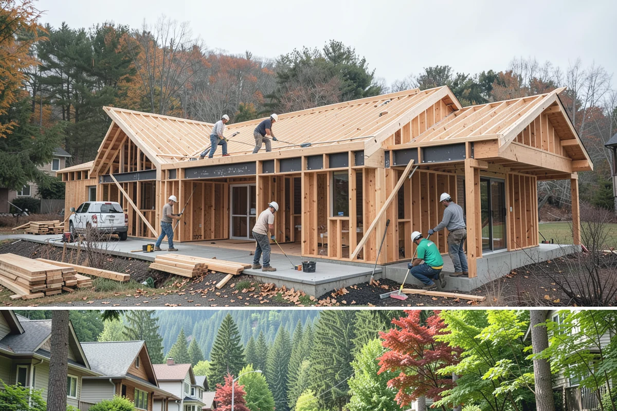 Wood Plank Ceiling in Darrington, Snohomish County, WA - Wood plank ceilings install year-round indoors, a great way to add warmth during the gray Puget Sound winter.