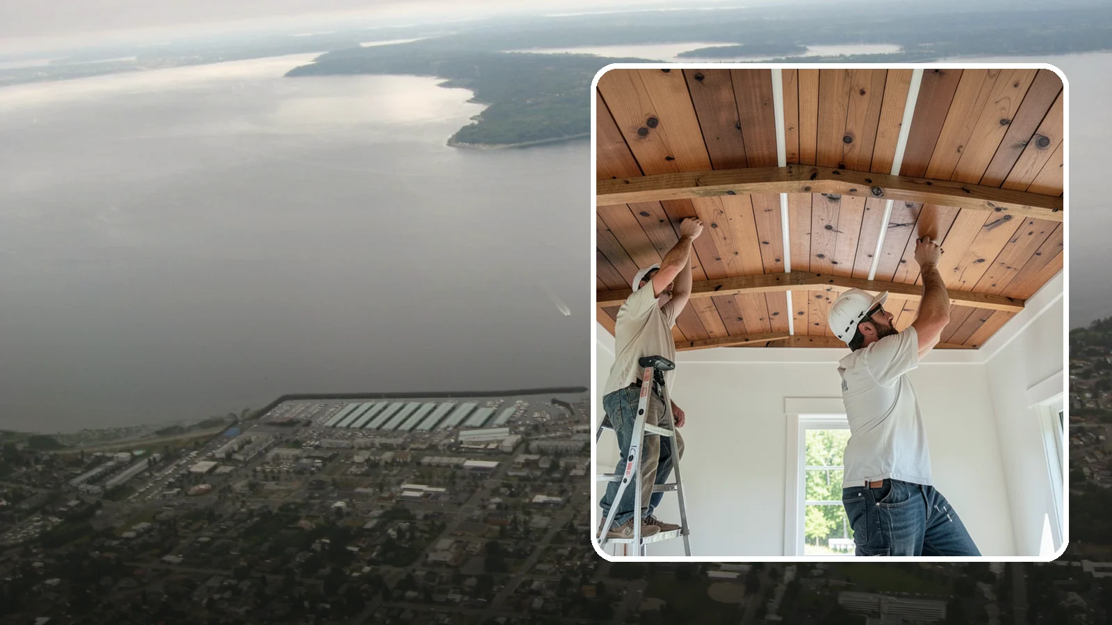 Wood Plank Ceiling in Des Moines, King County, WA - Custom wood plank ceiling installation that adds rustic or refined character overhead with durable, real-wood boards.
