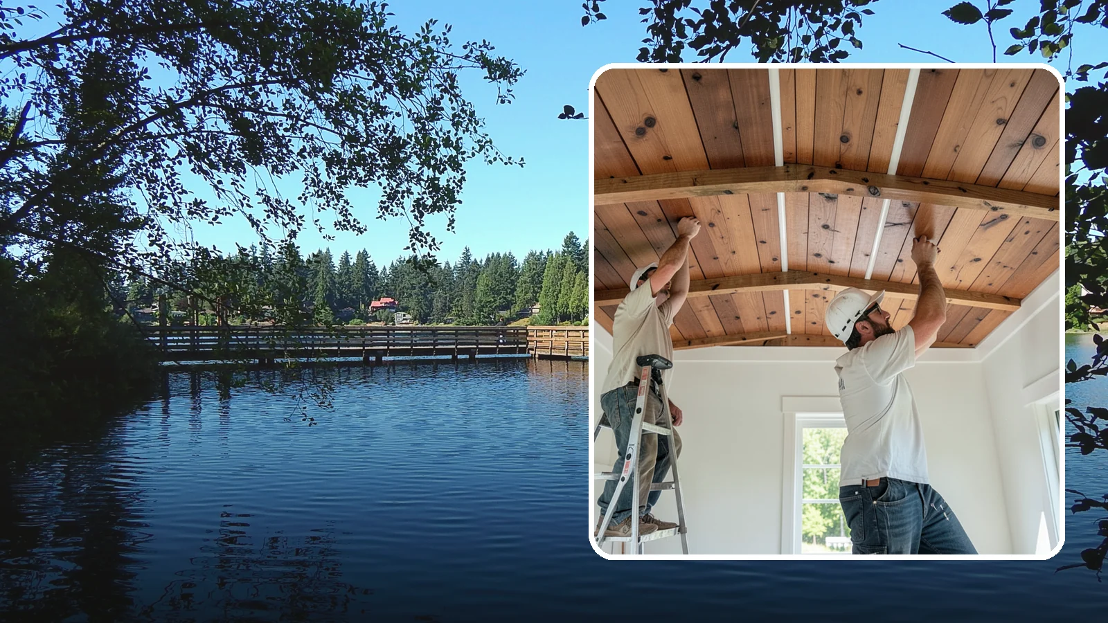Wood Plank Ceiling in Federal Way, King County, WA - Custom wood plank ceiling installation that adds rustic or refined character overhead with durable, real-wood boards.