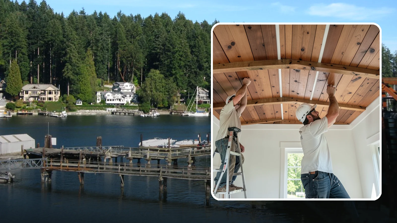 Wood Plank Ceiling in Gig Harbor, Pierce County, WA - Custom wood plank ceiling installation that adds rustic or refined character overhead with durable, real-wood boards.