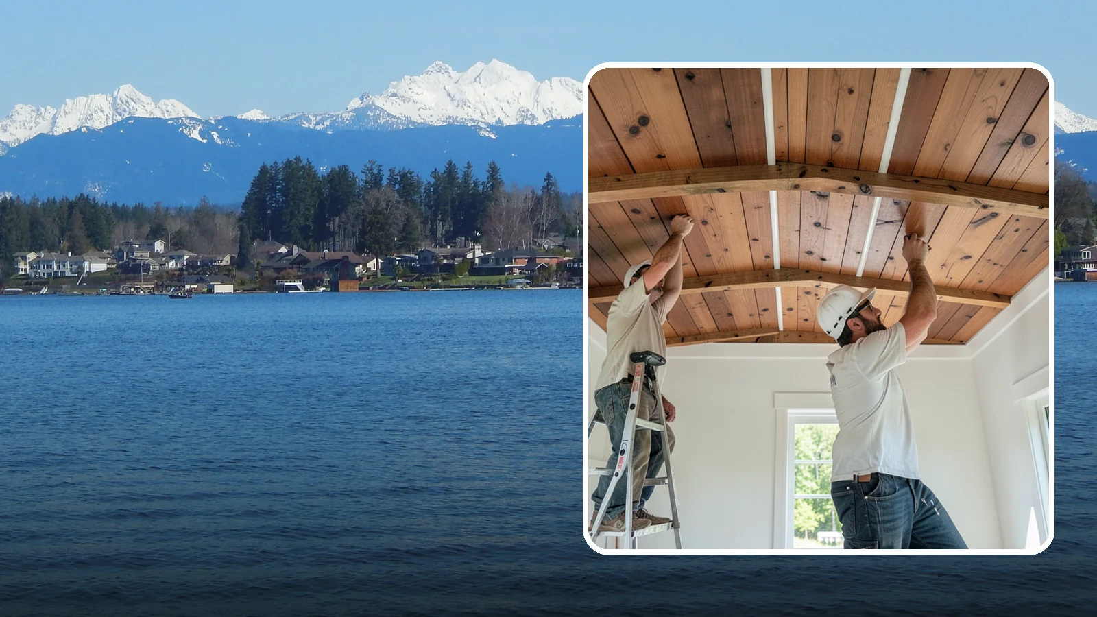 Wood Plank Ceiling in Lake Stevens, Snohomish County, WA - Custom wood plank ceiling installation that adds rustic or refined character overhead with durable, real-wood boards.