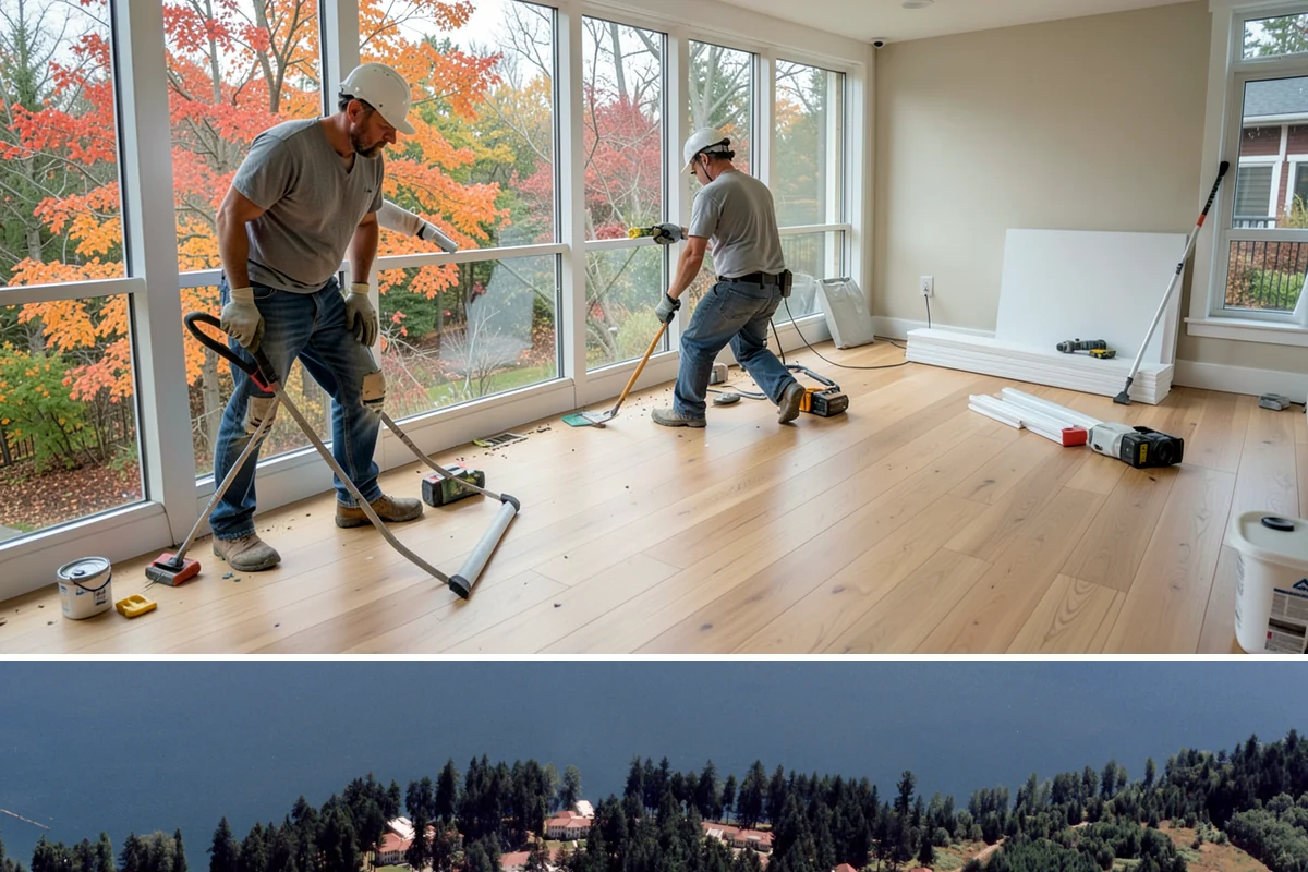 Wood Plank Ceiling in Lakewood, Pierce County, WA - Wood plank ceilings install year-round indoors, a great way to add warmth during the gray Puget Sound winter.