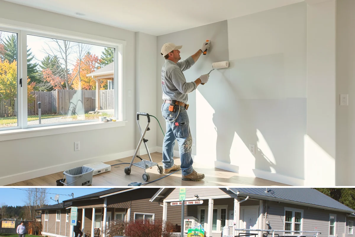 Wood Plank Ceiling in South Prairie, Pierce County, WA - Wood plank ceilings install year-round indoors, a great way to add warmth during the gray Puget Sound winter.