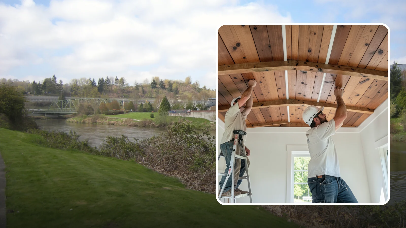 Wood Plank Ceiling in Tukwila, King County, WA - Custom wood plank ceiling installation that adds rustic or refined character overhead with durable, real-wood boards.