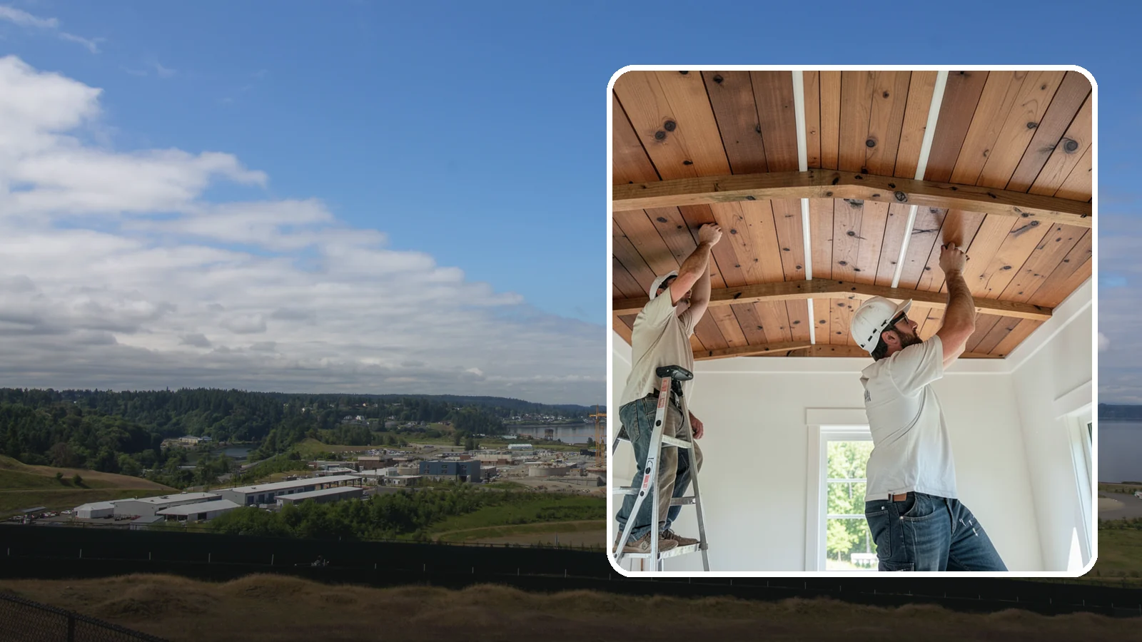 Wood Plank Ceiling in University Place, Pierce County, WA - Custom wood plank ceiling installation that adds rustic or refined character overhead with durable, real-wood boards.