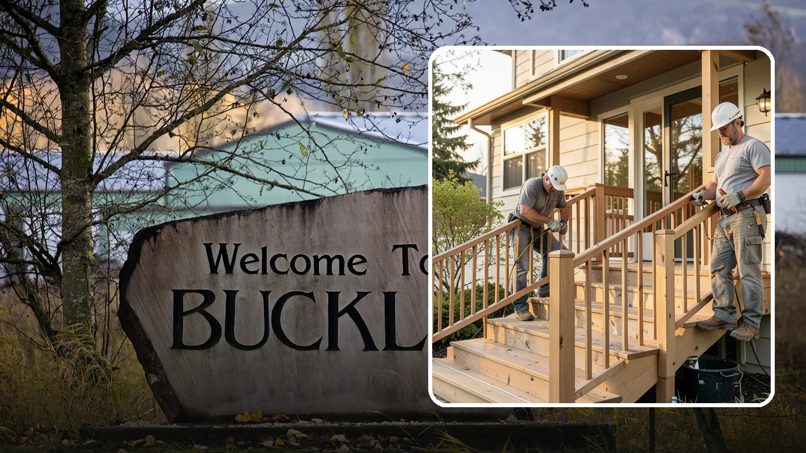 Wood Railing Installation in Buckley, Pierce County, WA - Warm, traditional wood railings and balusters built and finished to match your home.