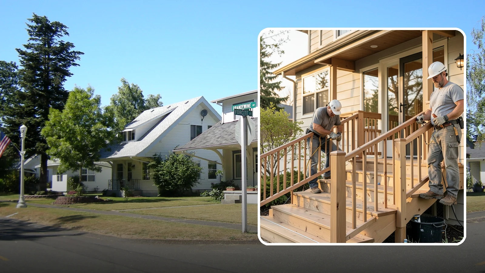 Wood Railing Installation in DuPont, Pierce County, WA - Warm, traditional wood railings and balusters built and finished to match your home.
