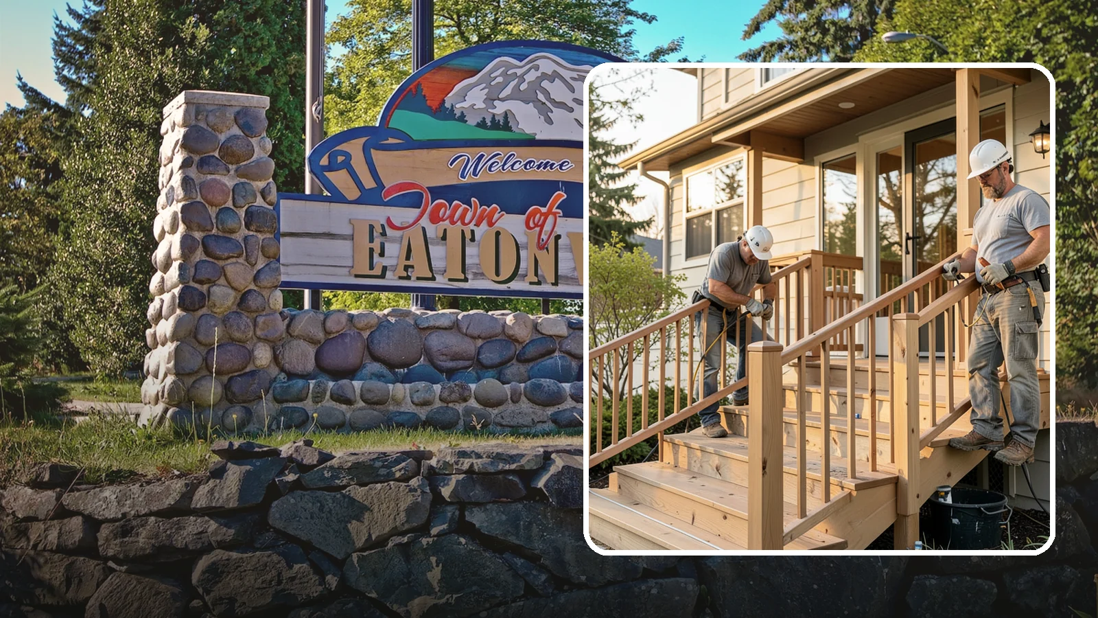 Wood Railing Installation in Eatonville, Pierce County, WA - Warm, traditional wood railings and balusters built and finished to match your home.