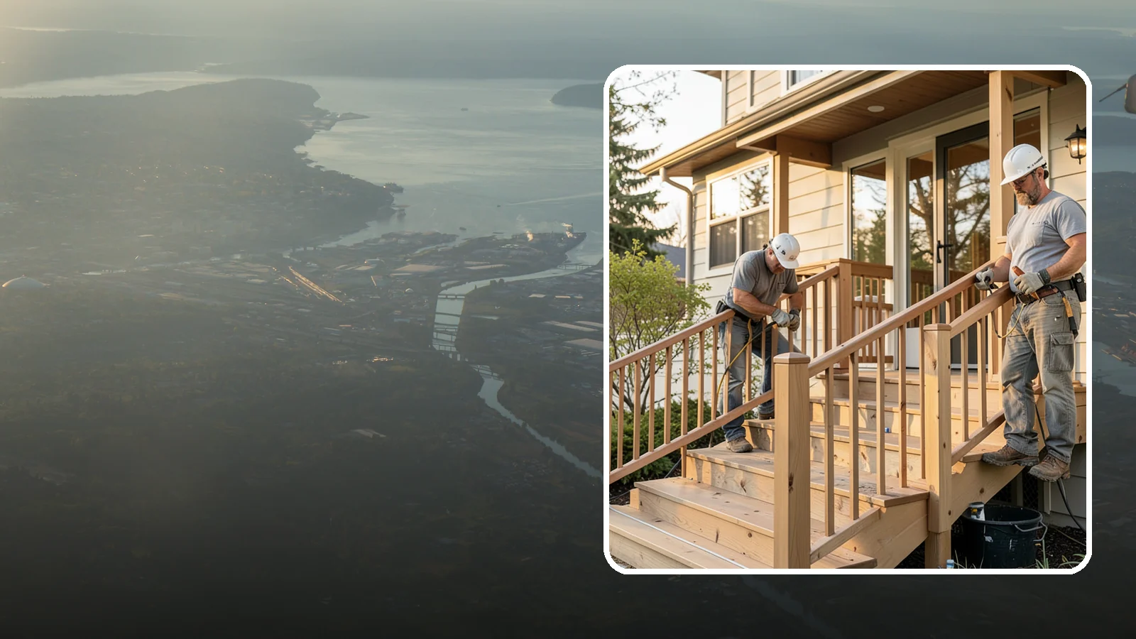 Wood Railing Installation in Fife, Pierce County, WA - Warm, traditional wood railings and balusters built and finished to match your home.