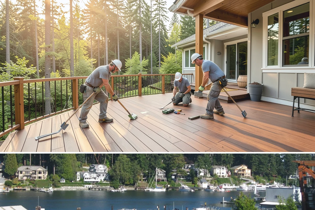 Wood Railing Installation in Gig Harbor, Pierce County, WA - Wood railing installation is interior work available in every season.