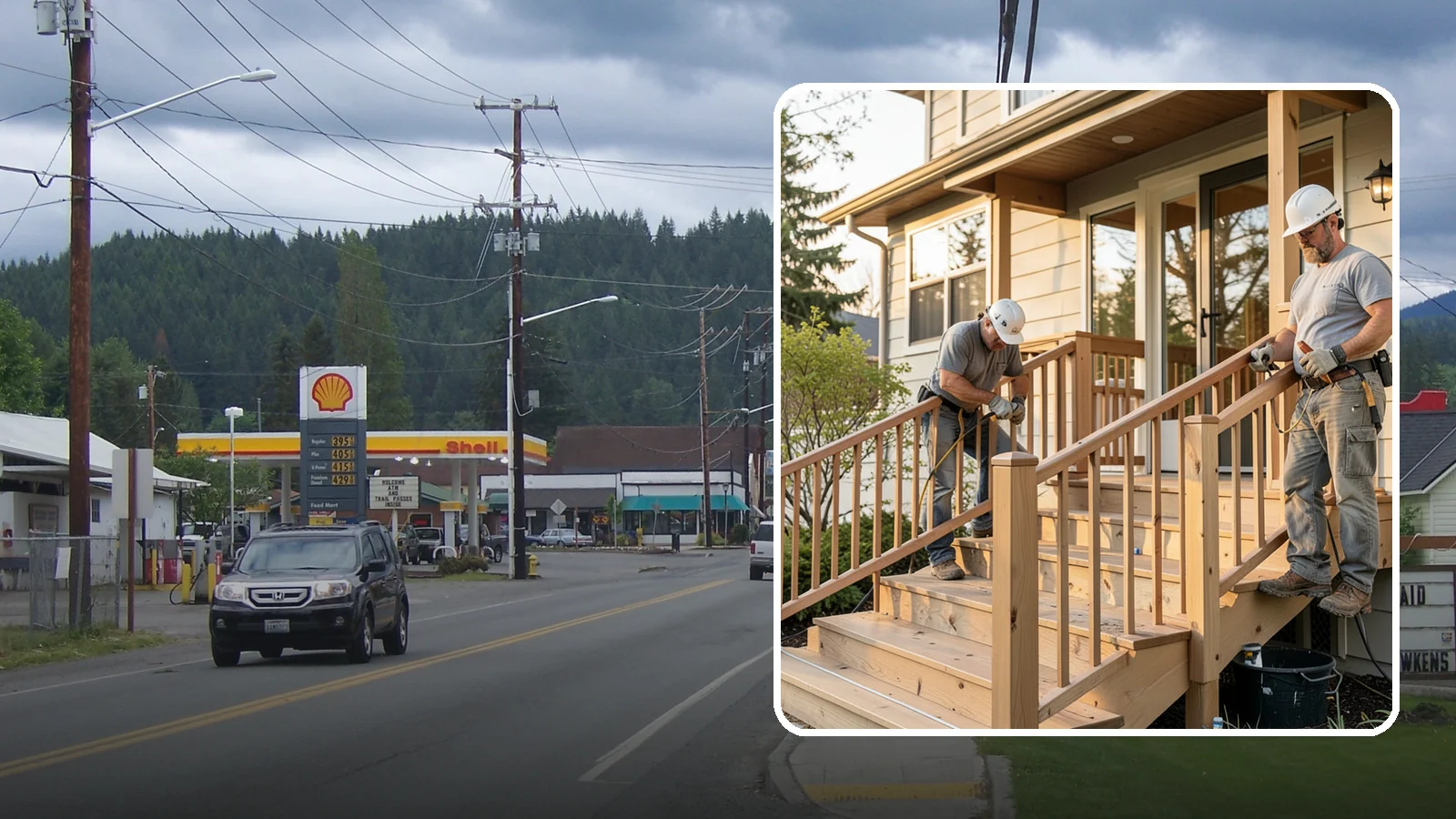 Wood Railing Installation in Granite Falls, Snohomish County, WA - Warm, traditional wood railings and balusters built and finished to match your home.