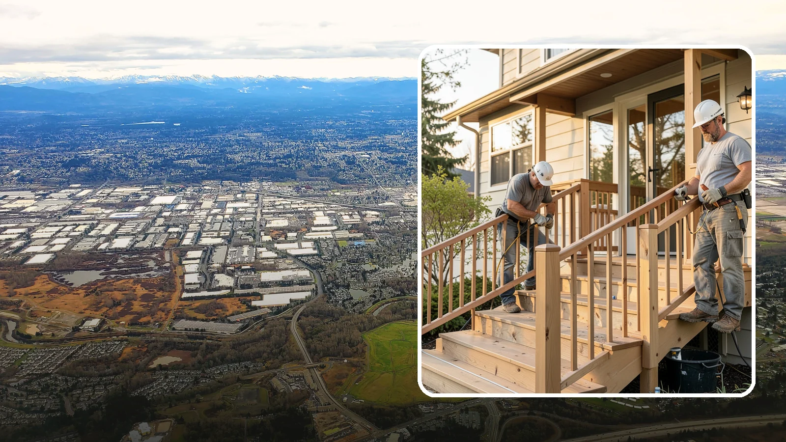 Wood Railing Installation in Kent, King County, WA - Warm, traditional wood railings and balusters built and finished to match your home.