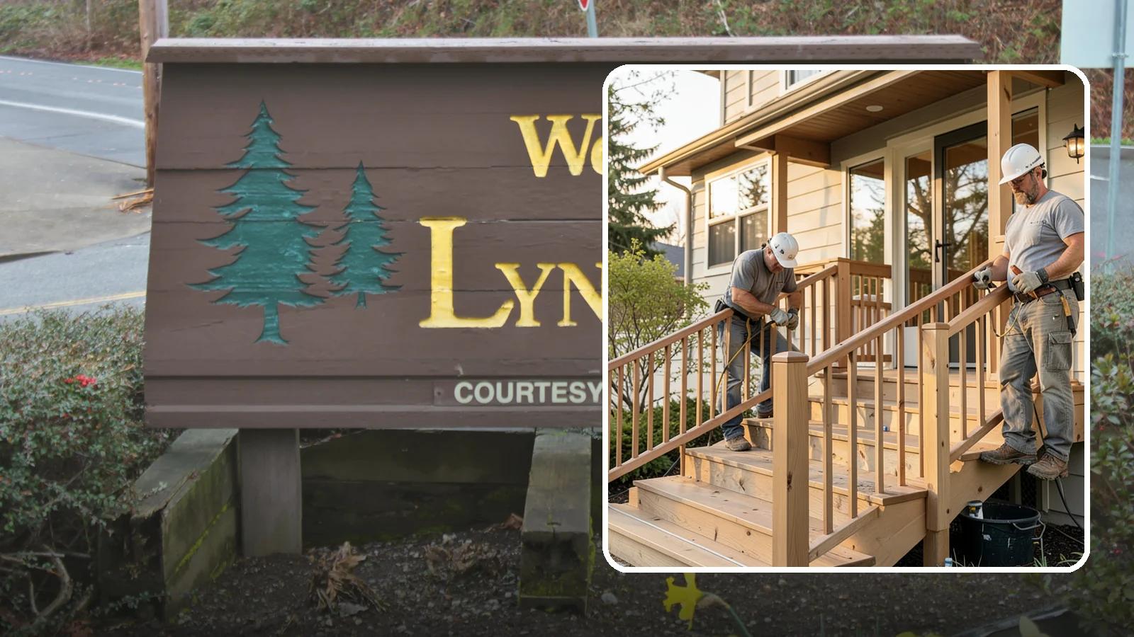 Wood Railing Installation in Lynnwood, Snohomish County, WA - Warm, traditional wood railings and balusters built and finished to match your home.