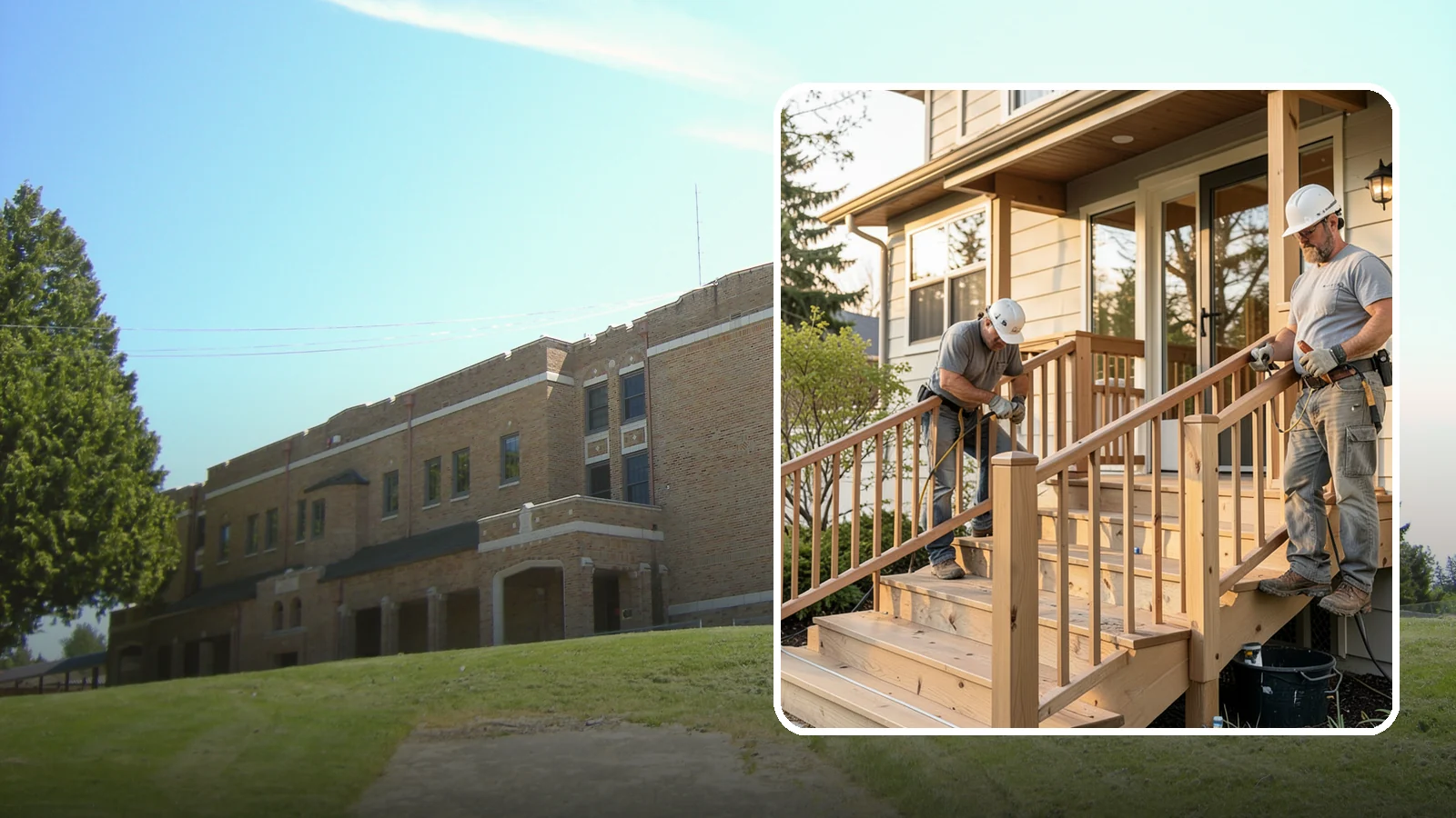 Wood Railing Installation in Maple Valley, King County, WA - Warm, traditional wood railings and balusters built and finished to match your home.
