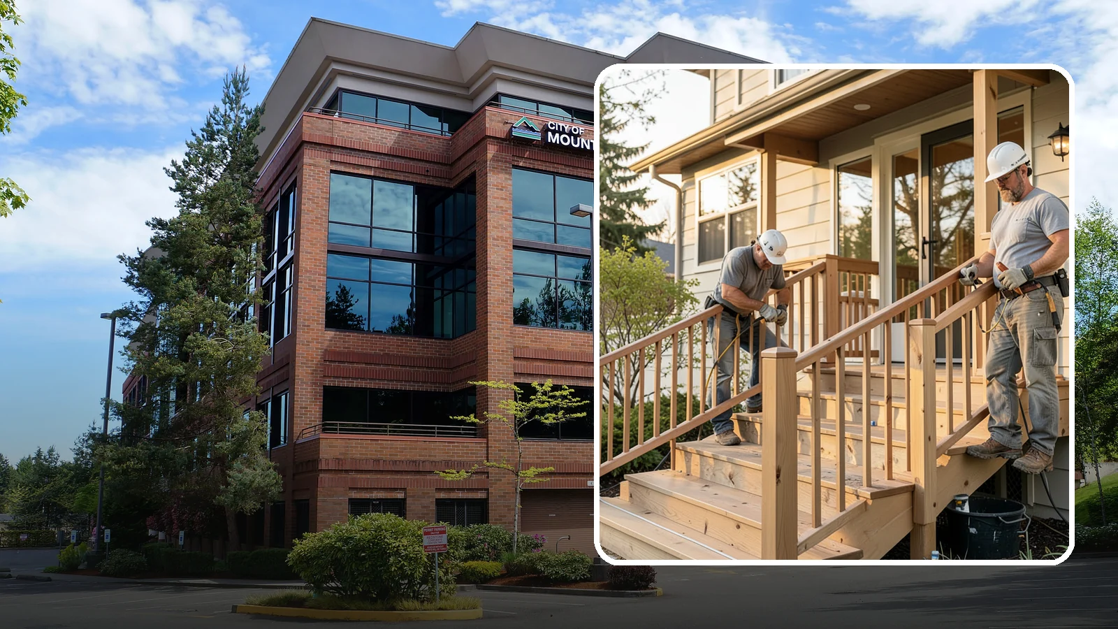 Wood Railing Installation in Mountlake Terrace, Snohomish County, WA - Warm, traditional wood railings and balusters built and finished to match your home.