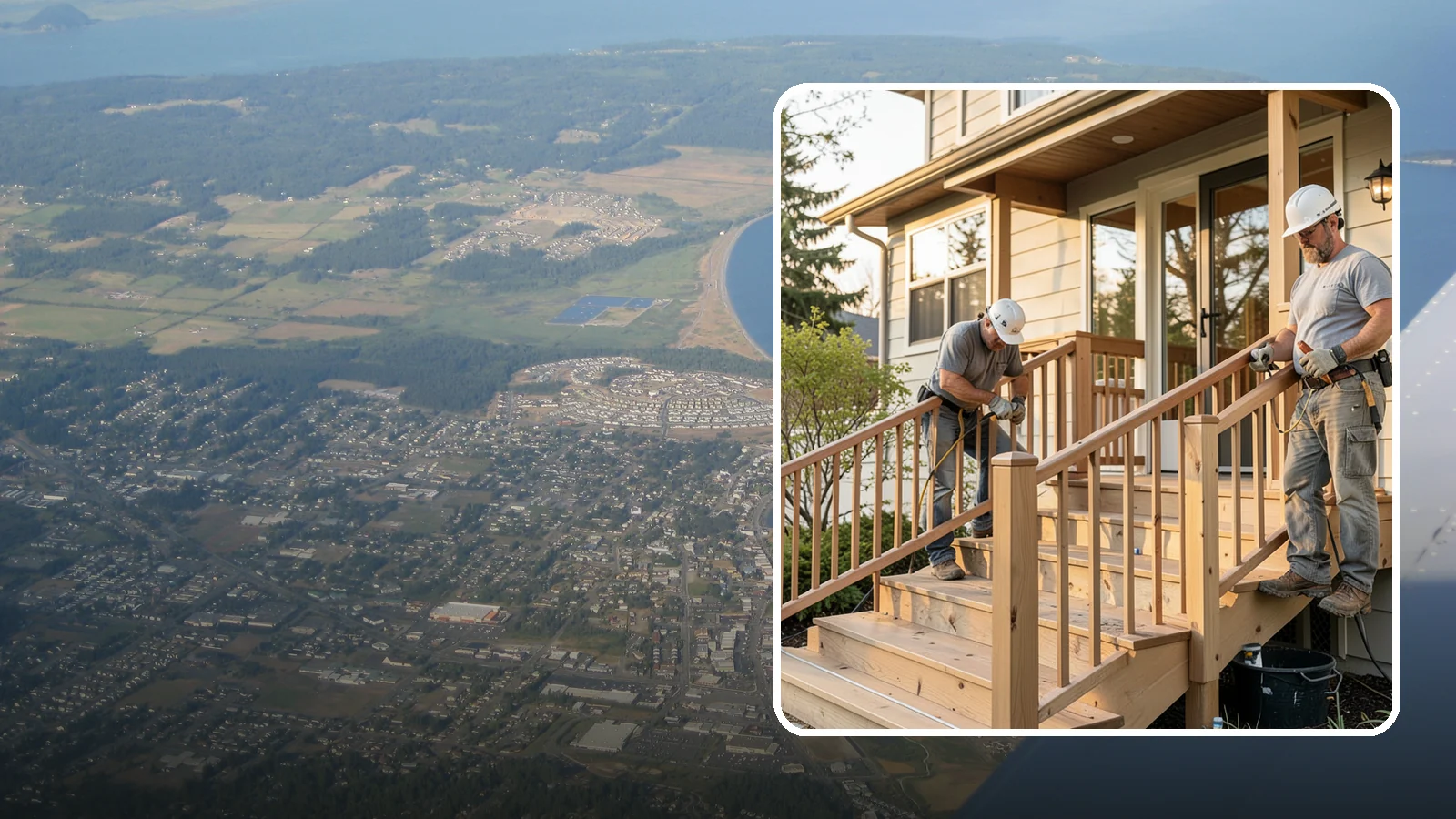 Wood Railing Installation in Oak Harbor, Island County, WA - Warm, traditional wood railings and balusters built and finished to match your home.