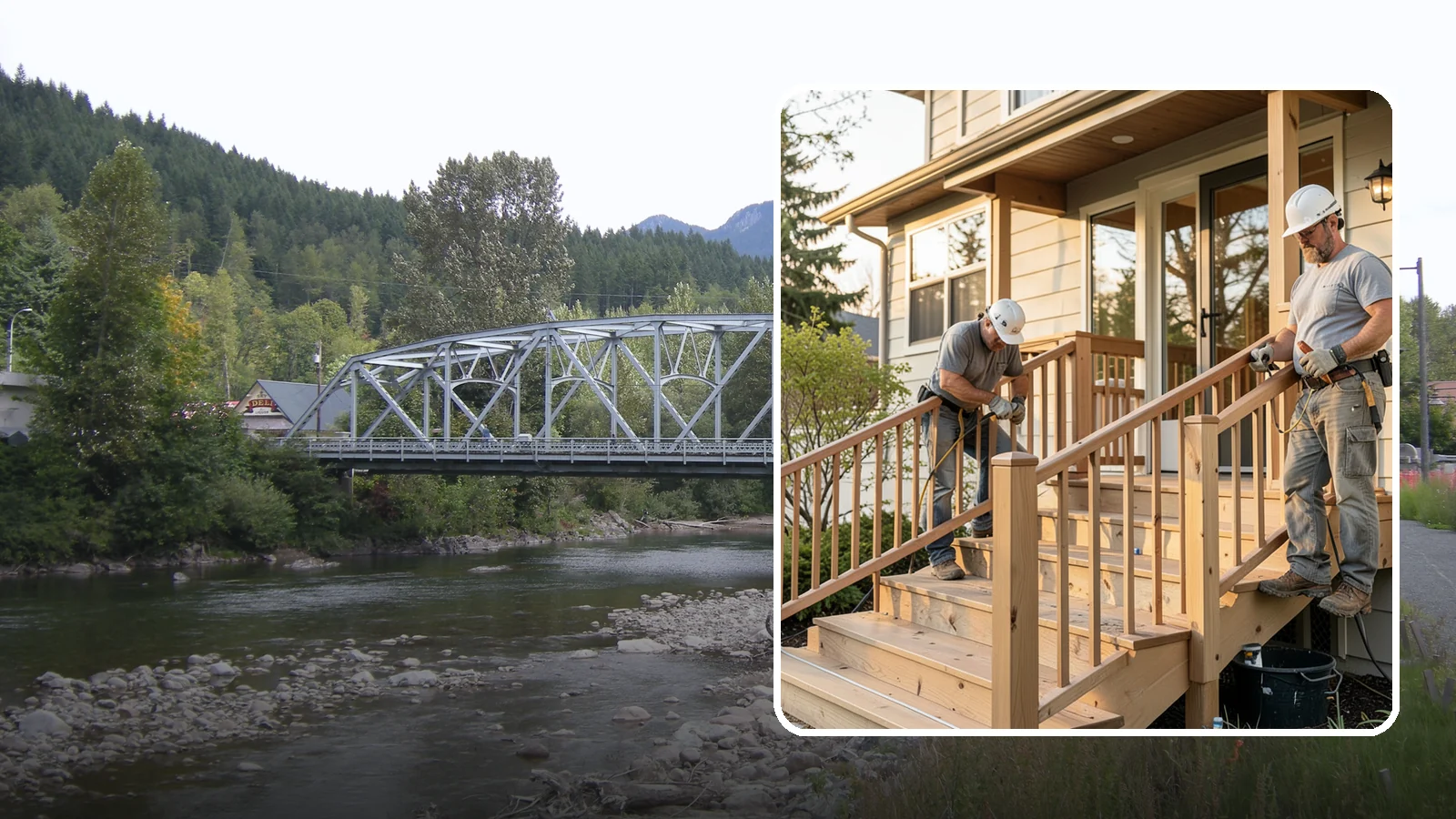 Wood Railing Installation in Skykomish, King County, WA - Warm, traditional wood railings and balusters built and finished to match your home.