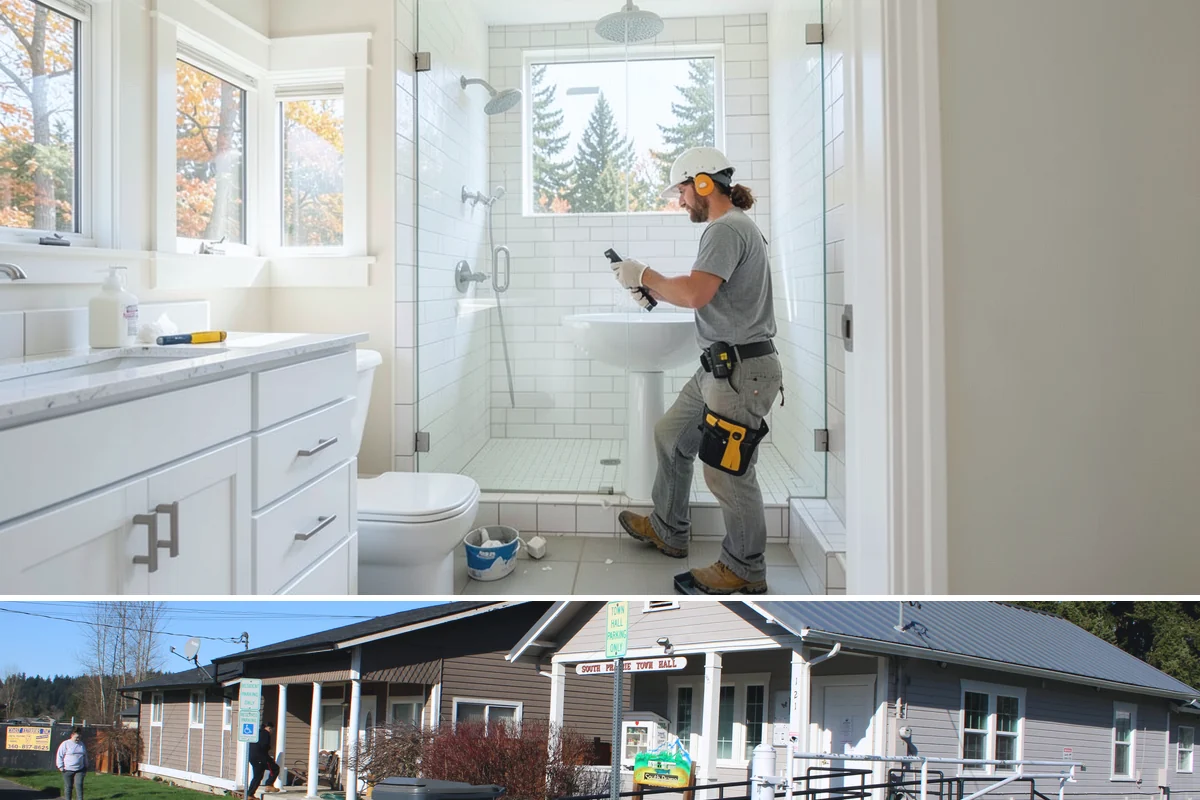 Wood Railing Installation in South Prairie, Pierce County, WA - Wood railing installation is interior work available in every season.