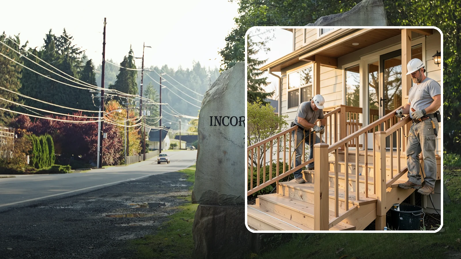 Wood Railing Installation in Wilkeson, Pierce County, WA - Warm, traditional wood railings and balusters built and finished to match your home.