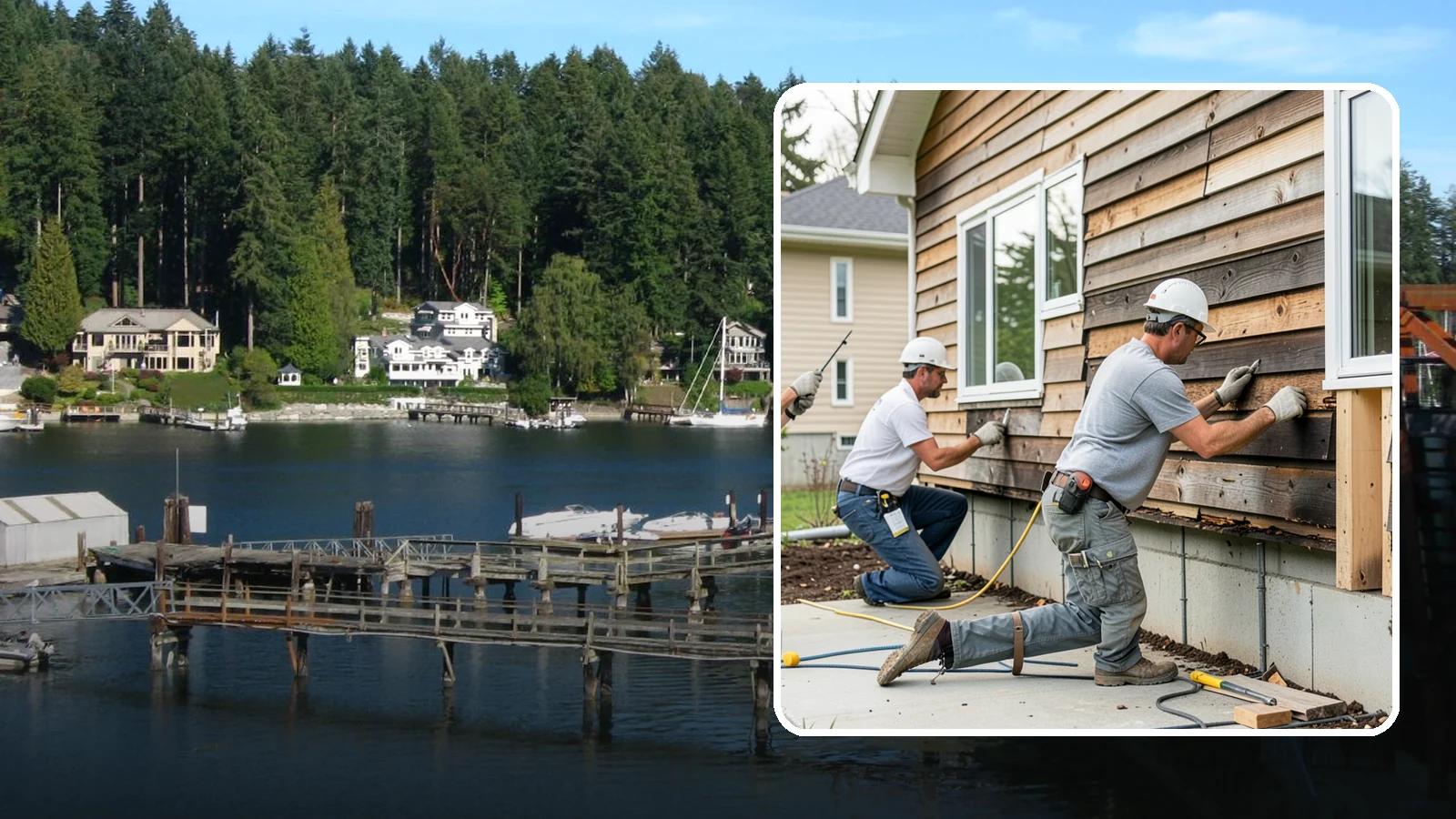 Wood Rot Repair in Gig Harbor, Pierce County, WA - Thorough wood rot repair for the decking, siding, and trim our damp climate wears down.