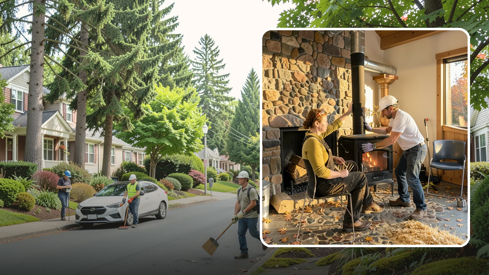 Wood Stove Installation in Beaux Arts Village, King County, WA - EPA-certified wood stoves installed with safe clearances and code-approved chimney systems.
